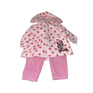 (2/10$)•Minnie Mouse Pink Polka Dots Fleece Set• (6-12 months)